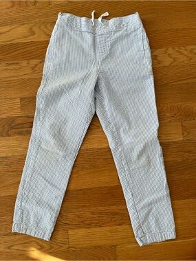 Janie and Jack Kids Light Blue & White Seersucker Drawstring Chinos
